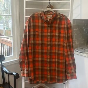 Duluth Trading Company Flannel Long Sleeve Orange Tan & Brown Size Large